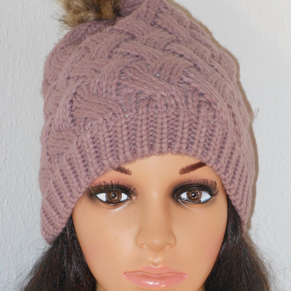 Nucollections Mauve Color Beanie Pom Hat One Size - image 2